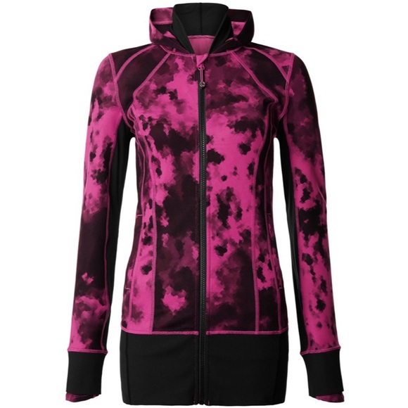 Lululemon Daily Practice Jacket Blooming Pixie Raspberry Black Size 6 - Picture 3 of 8